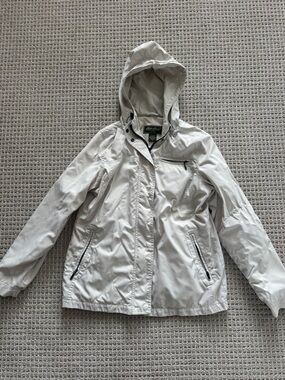 Eddie Bauer Cream Hooded Lightweight Windbreaker Jacket